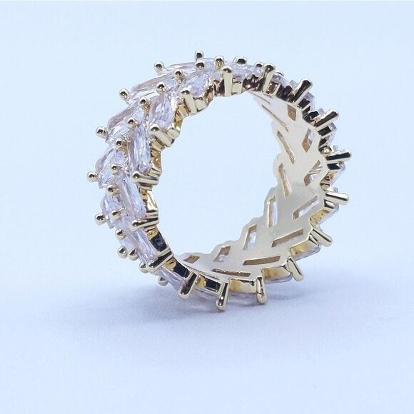 Size 10 Gold Finish Baguette CZ Ring - Picture 7 of 9